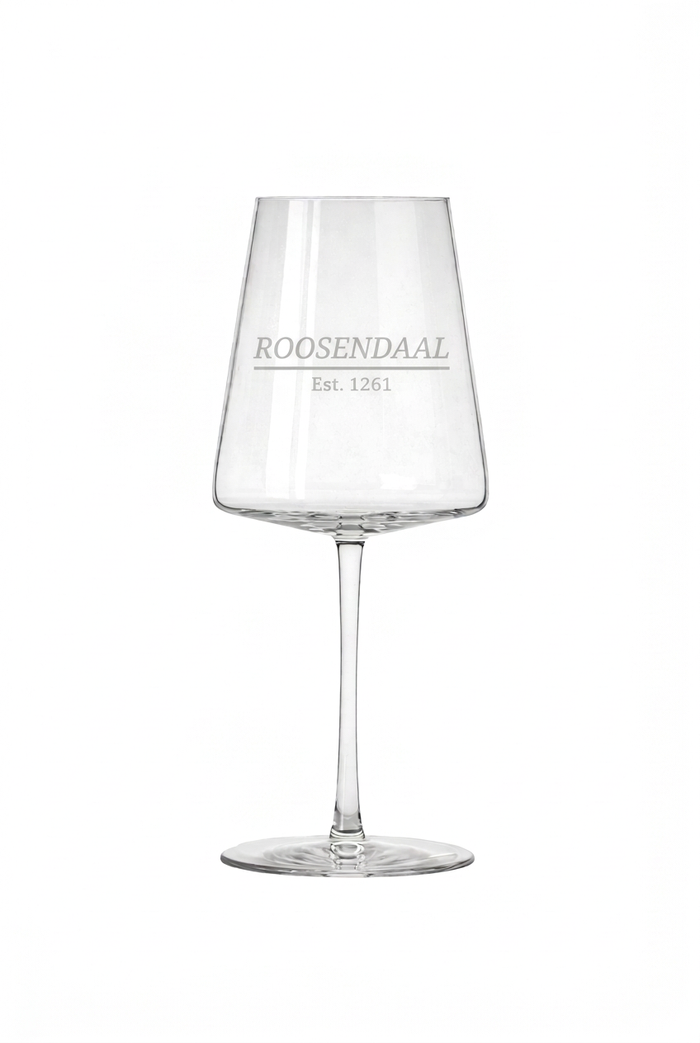 Gegraveerd wijnglas Roosendaal met Stadsnaam en Stadsoprichting - Gepersonaliseerd cadeau
