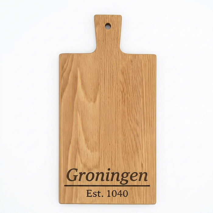 Borrelplank Groningen met stadsgravure - Gepersonaliseerd Cadeau - Serveerplank Rechthoek
