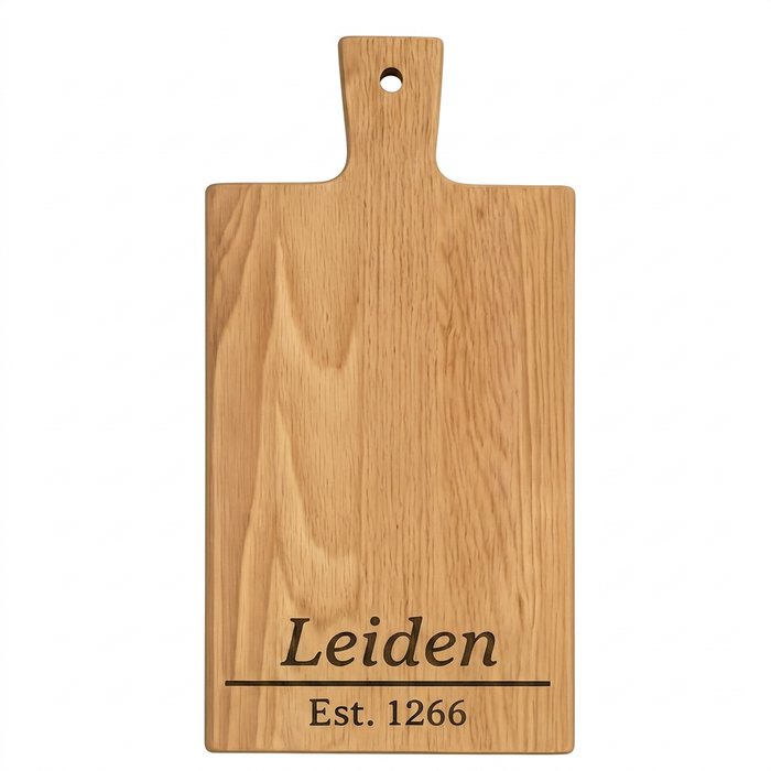 Borrelplank Leiden met Stadsnaam en Stadsoprichting - Gepersonaliseerd cadeau