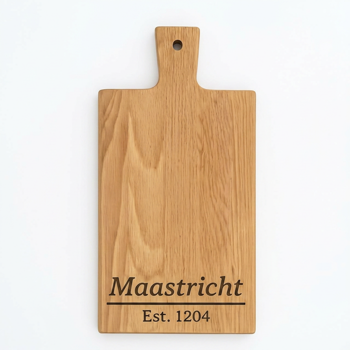 Borrelplank Maastricht met stadsgravure - Gepersonaliseerd Cadeau - Serveerplank Rechthoek