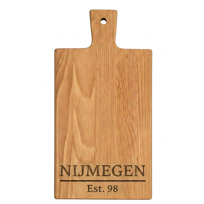 Borrelplank Nijmegen met Stadsnaam en Stadsoprichting - Gepersonaliseerd cadeau
