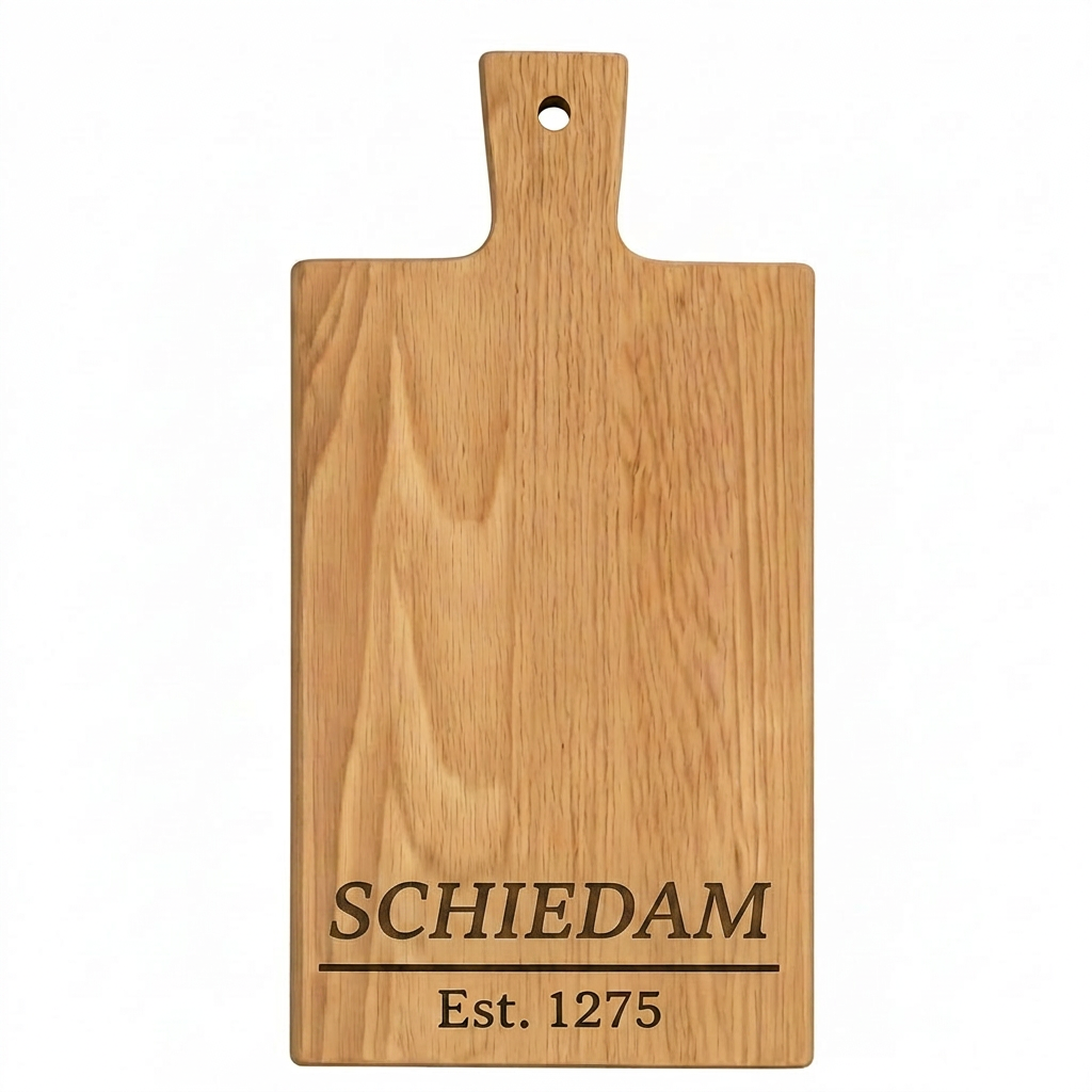 Borrelplank Schiedam met Stadsnaam en Stadsoprichting - Gepersonaliseerd cadeau