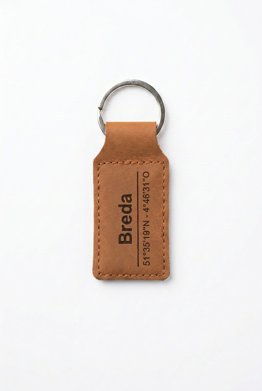 Leren sleutelhanger Breda - Handgemaakt persoonlijk cadeau