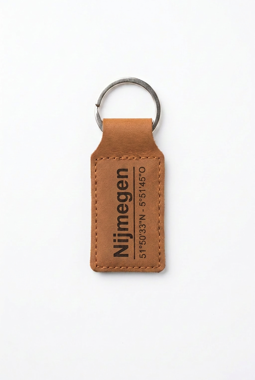 Leren sleutelhanger Nijmegen - Handgemaakt persoonlijk cadeau