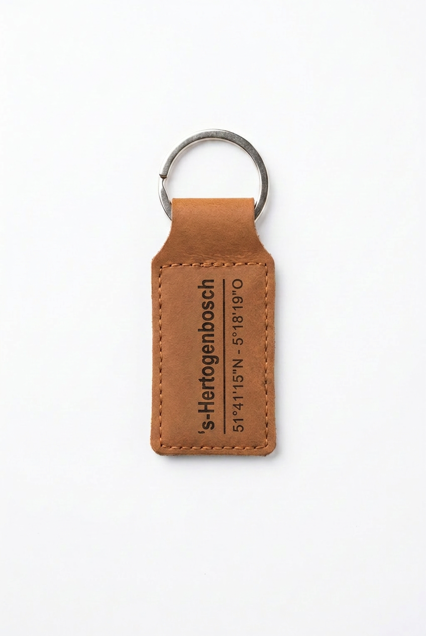 Leren sleutelhanger 's-Hertogenbosch - Handgemaakt persoonlijk cadeau