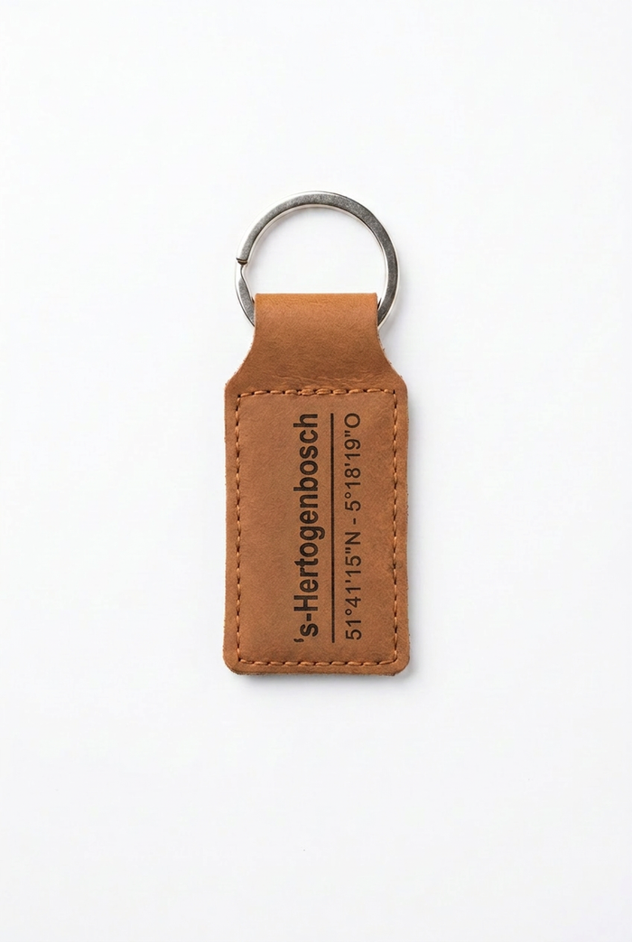 Leren sleutelhanger 's-Hertogenbosch - Handgemaakt persoonlijk cadeau