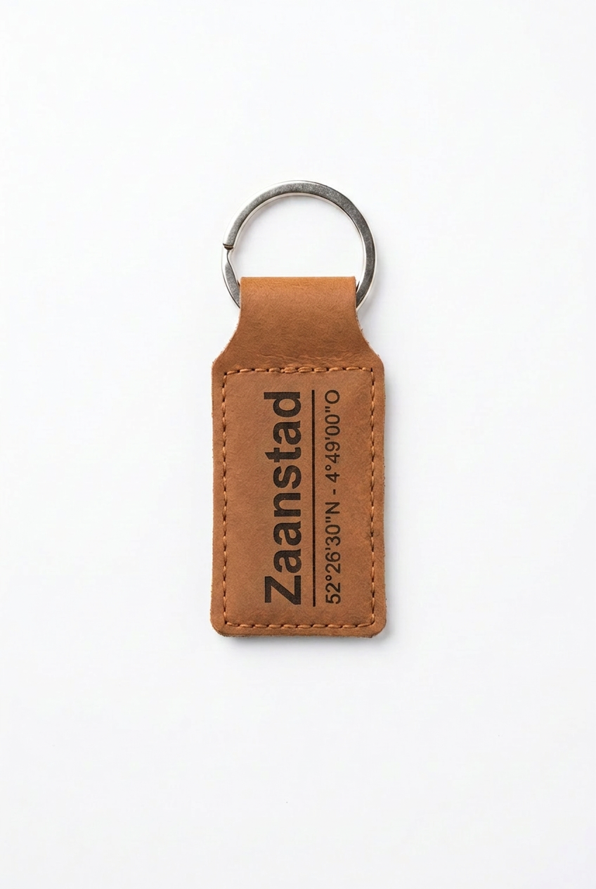 Leren sleutelhanger Zaanstad - Handgemaakt persoonlijk cadeau