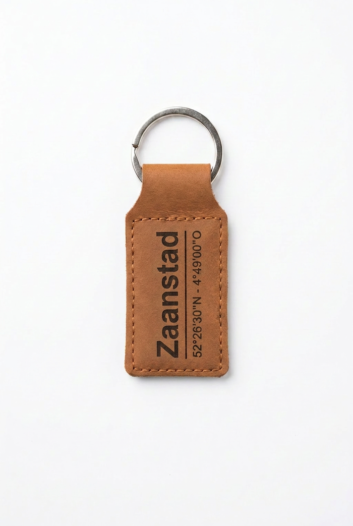Leren sleutelhanger Zaanstad - Handgemaakt persoonlijk cadeau