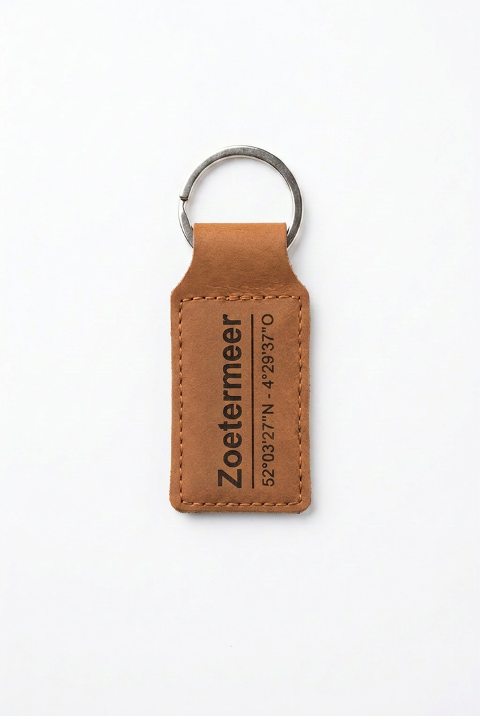 Leren sleutelhanger Zoetermeer - Handgemaakt persoonlijk cadeau