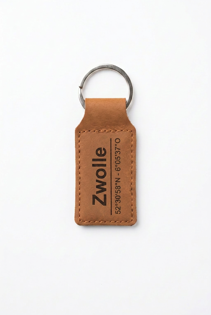Leren sleutelhanger Zwolle - Handgemaakt persoonlijk cadeau