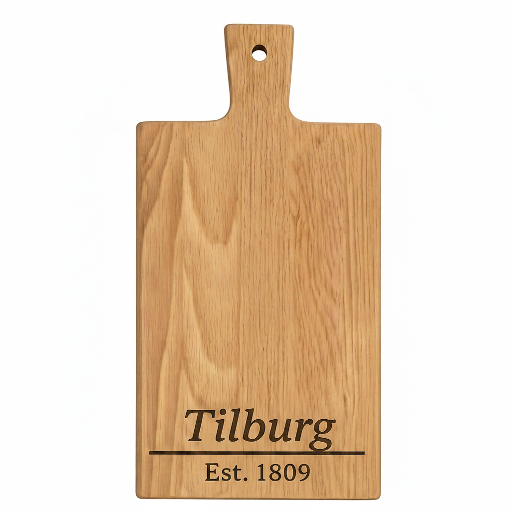Borrelplank Tilburg met Stadsnaam en Stadsoprichting - Gepersonaliseerd cadeau