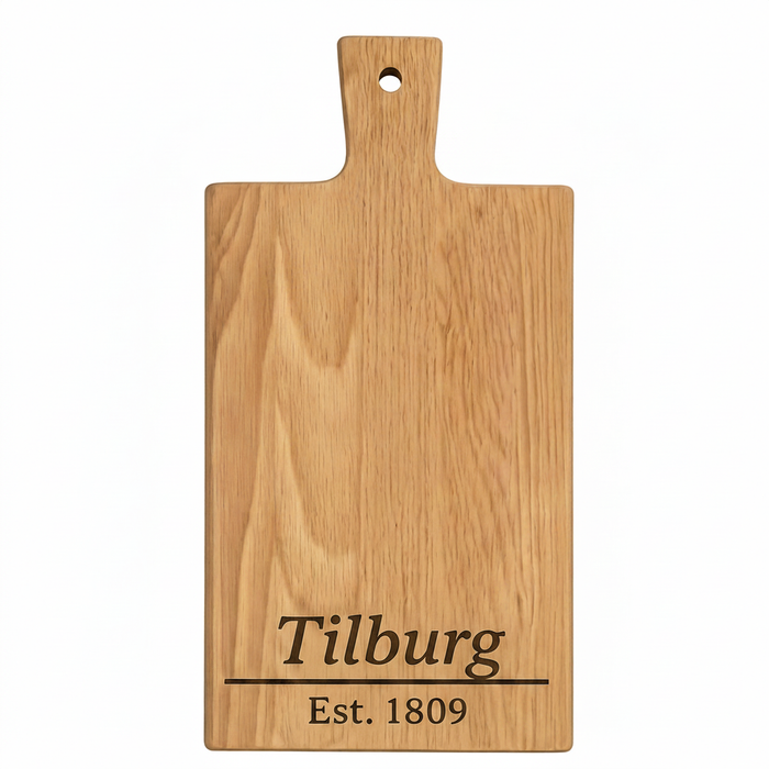 Borrelplank Tilburg met Stadsnaam en Stadsoprichting - Gepersonaliseerd cadeau