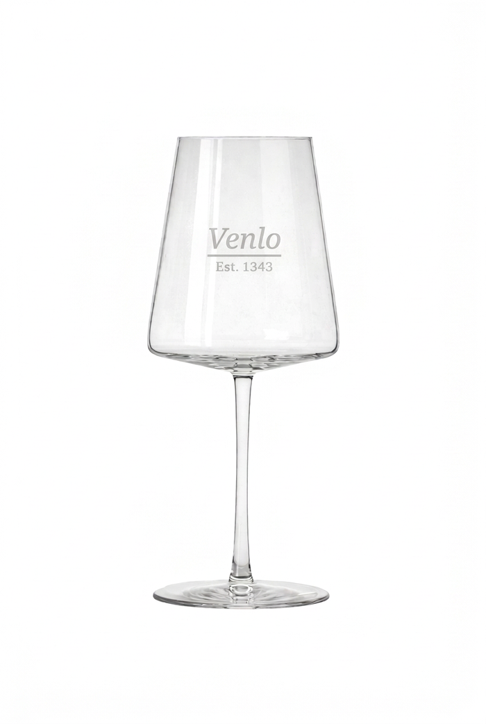 Gegraveerd wijnglas Venlo met Stadsnaam en Stadsoprichting - Gepersonaliseerd cadeau