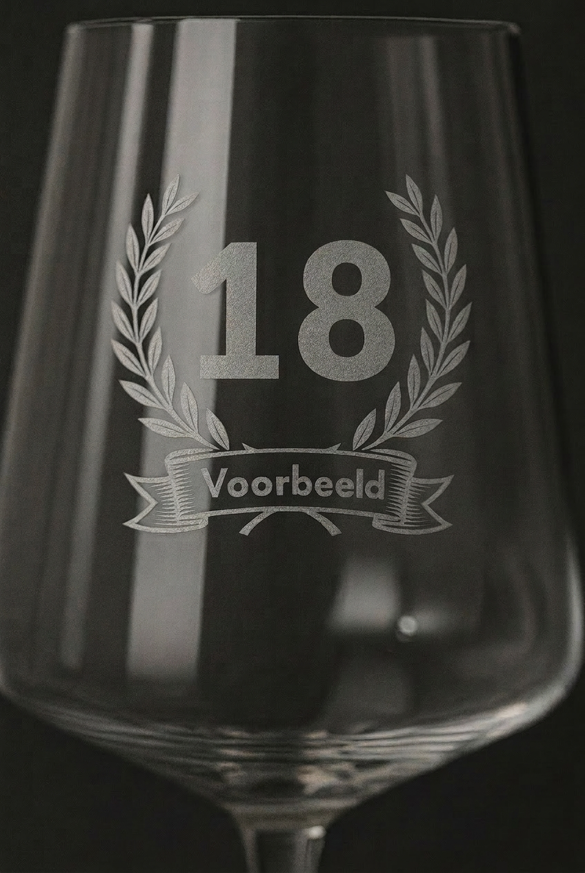 Gegraveerd wijnglas 18e verjaardag met naam - 52 cl