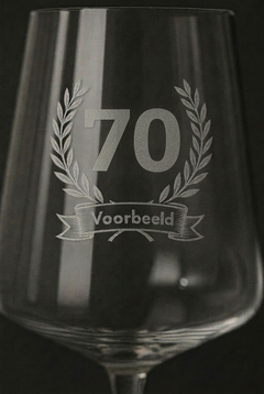 Gegraveerd wijnglas 70e verjaardag met naam - 52 cl