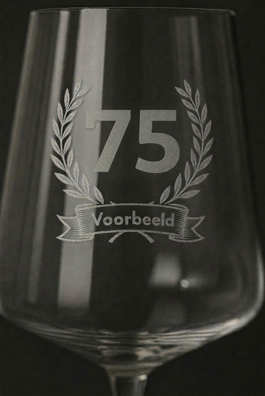 Gegraveerd wijnglas 75e verjaardag met naam - 52 cl