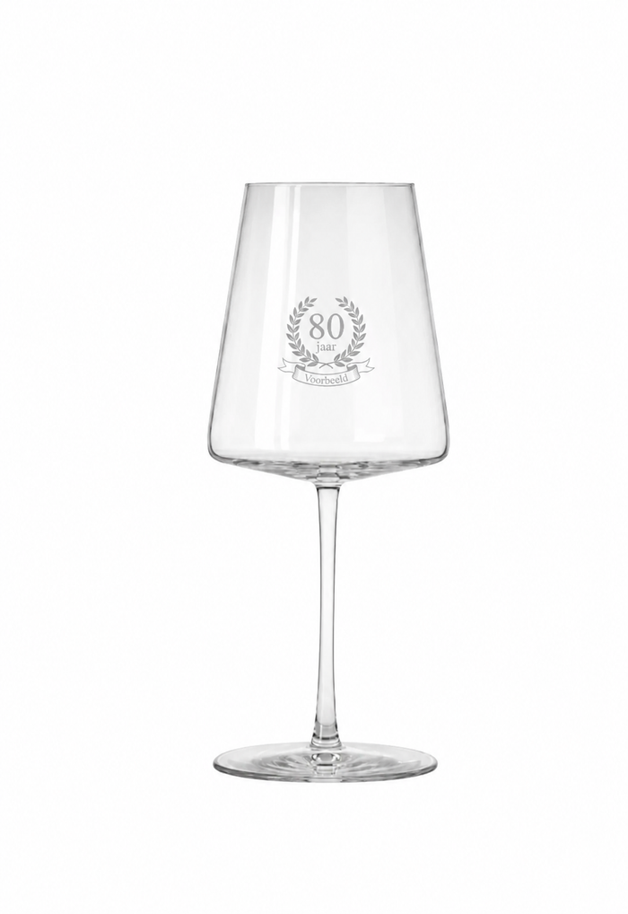 Gegraveerd wijnglas 80e verjaardag met naam | 52 cl