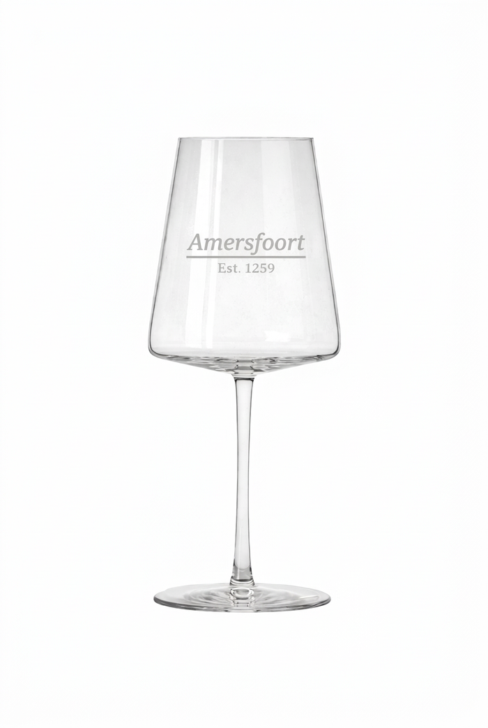 Gegraveerd wijnglas Amersfoort met datum stadsrechten - Uniek cadeau - 52 cl