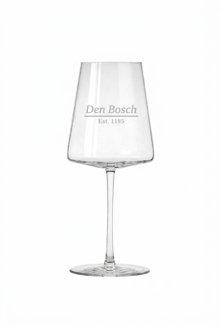 Gegraveerd wijnglas Den Bosch met datum stadsrechten - Uniek cadeau - 52 cl