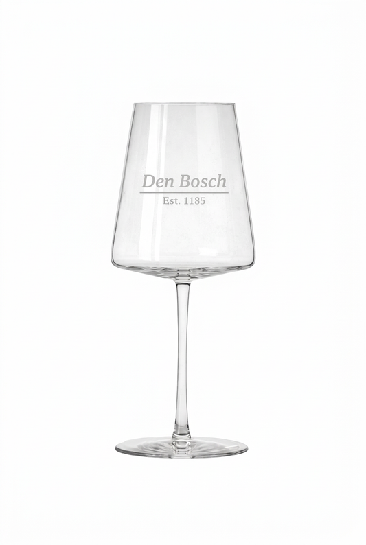 Gegraveerd wijnglas Den Bosch met stadsrechten datum - gepersonaliseerd cadeau 52 cl