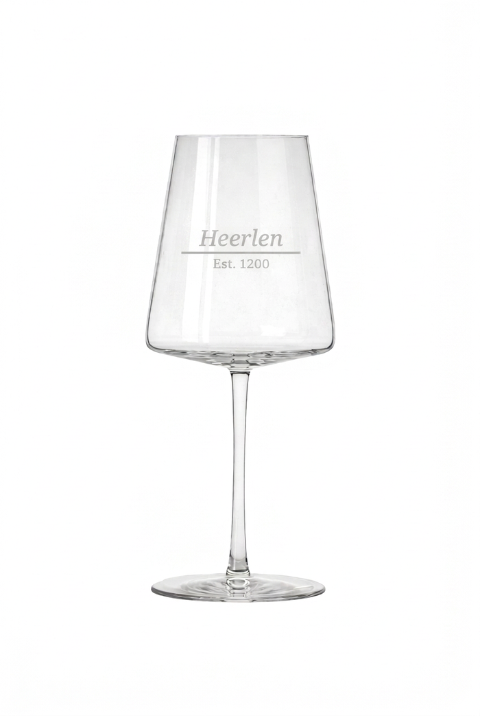Gegraveerd wijnglas Heerlen met Stadsnaam en Stadsoprichting - Gepersonaliseerd cadeau