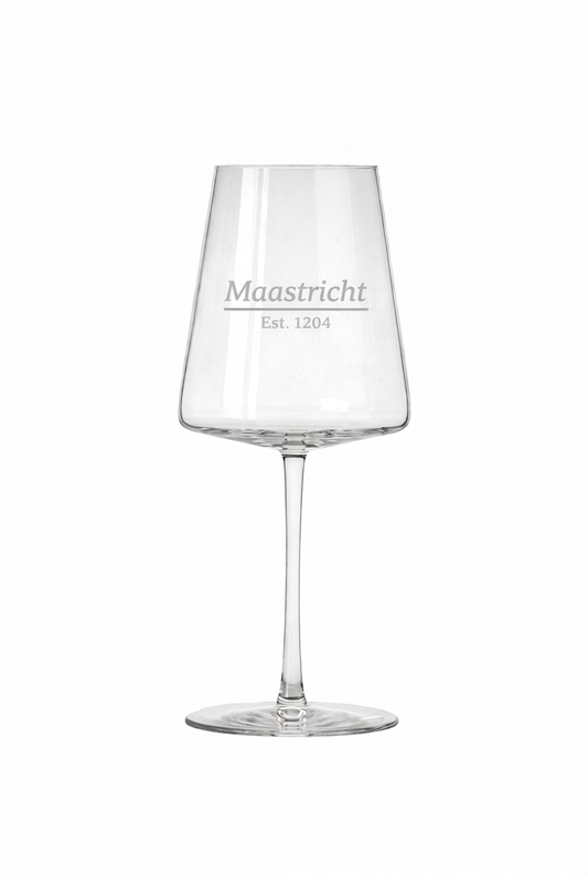 Gegraveerd wijnglas Maastricht met stadsrechten datum - gepersonaliseerd cadeau 52 cl