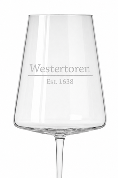 Wijnglas Westertoren met oprichtingsjaar | Amsterdams cadeau