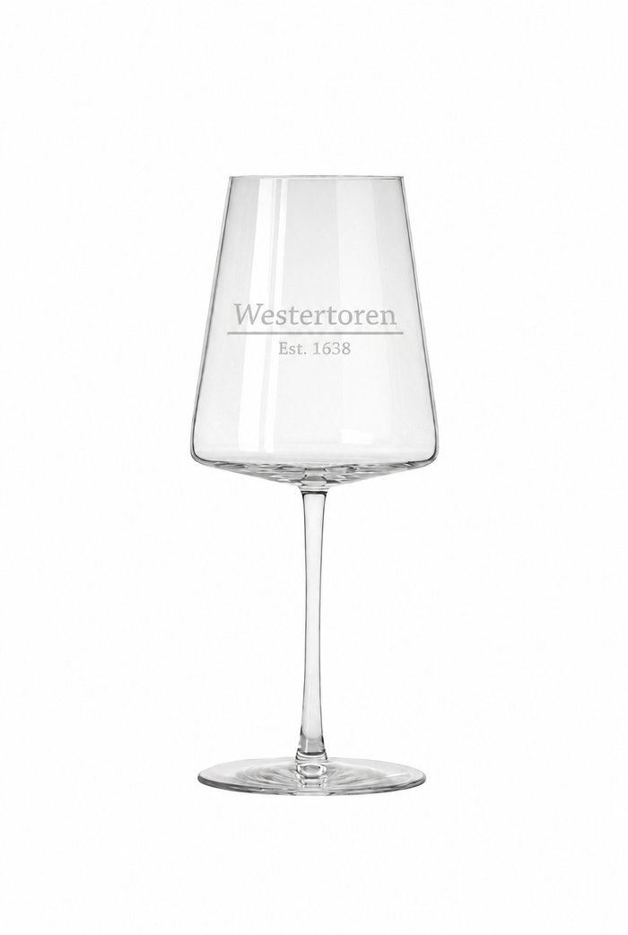 Wijnglas Westertoren met oprichtingsjaar | Amsterdams cadeau